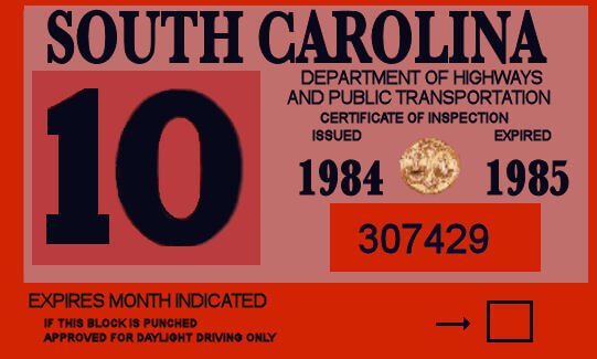 (image for) 1984 -85 South Carolina INSPECTION Sticker